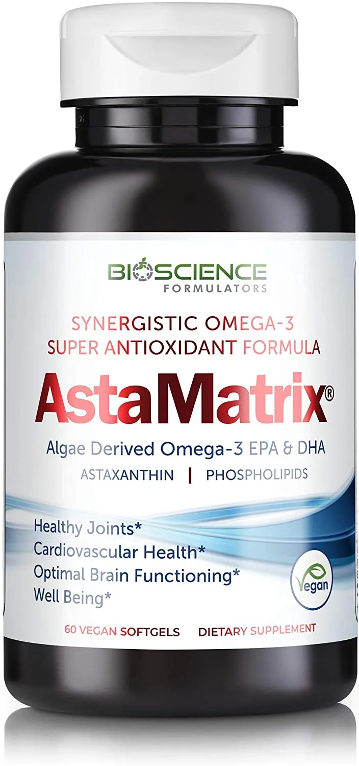 BioScience, AstaMatrix Boost Your Immune System with Algal Omega 3 DHA EPA Astaxanthin | Vegan-Friendly Alternative to Krill Oil or Fish Oil | Promotes Joint Heart Brain & Skin Health | 60 Vegan SoftGels