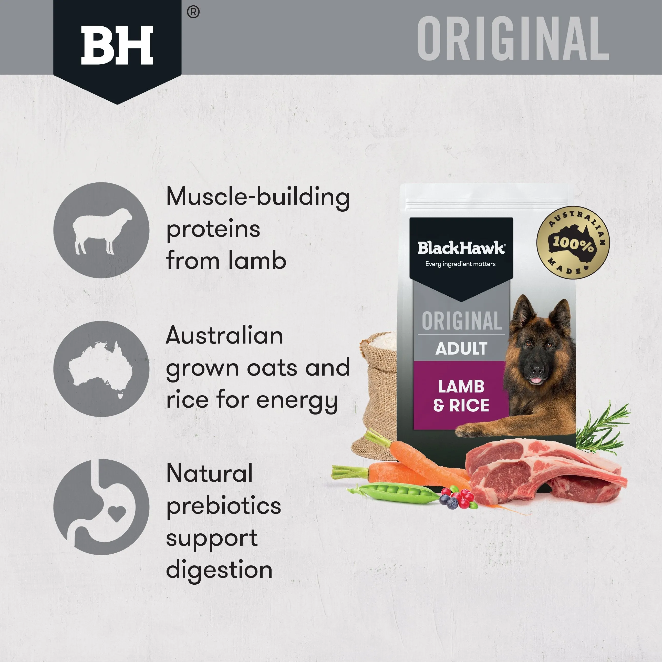 Black Hawk Original Lamb and Rice Dry Dog Food 10kg