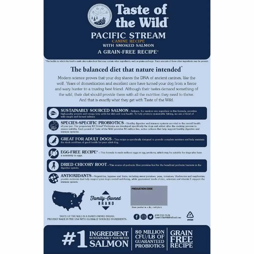 'BUNDLE DEAL/FREE TREAT': Taste of the Wild Pacific Stream with Smoked Salmon Grain Free Dry Dog Food