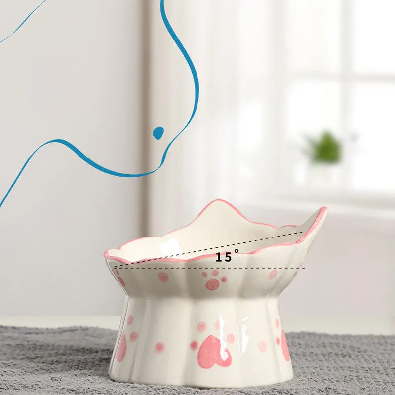 Elevated Ceramic Cat & Small Dog Food Bowl