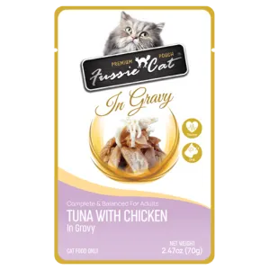Fussie Cat Premium Tuna with Chicken in Gravy Wet Cat, 2.47-oz Pouch