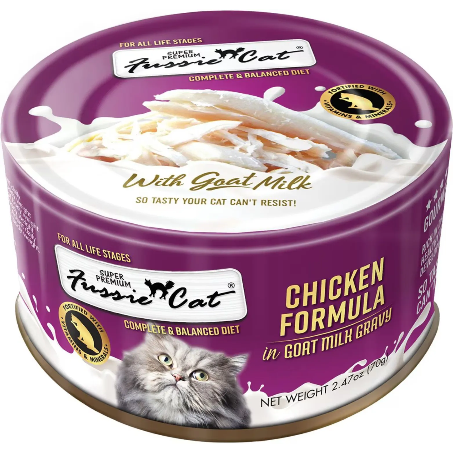 Fussie Cat Super Premium Chicken in Goats Milk Wet Cat Food, 2.47-oz