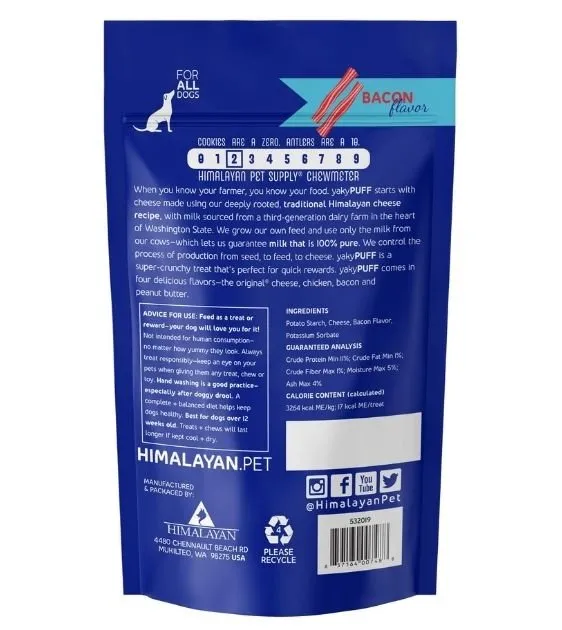 Himalayan Pet Supply Yaky Puff Bacon Dog Treats