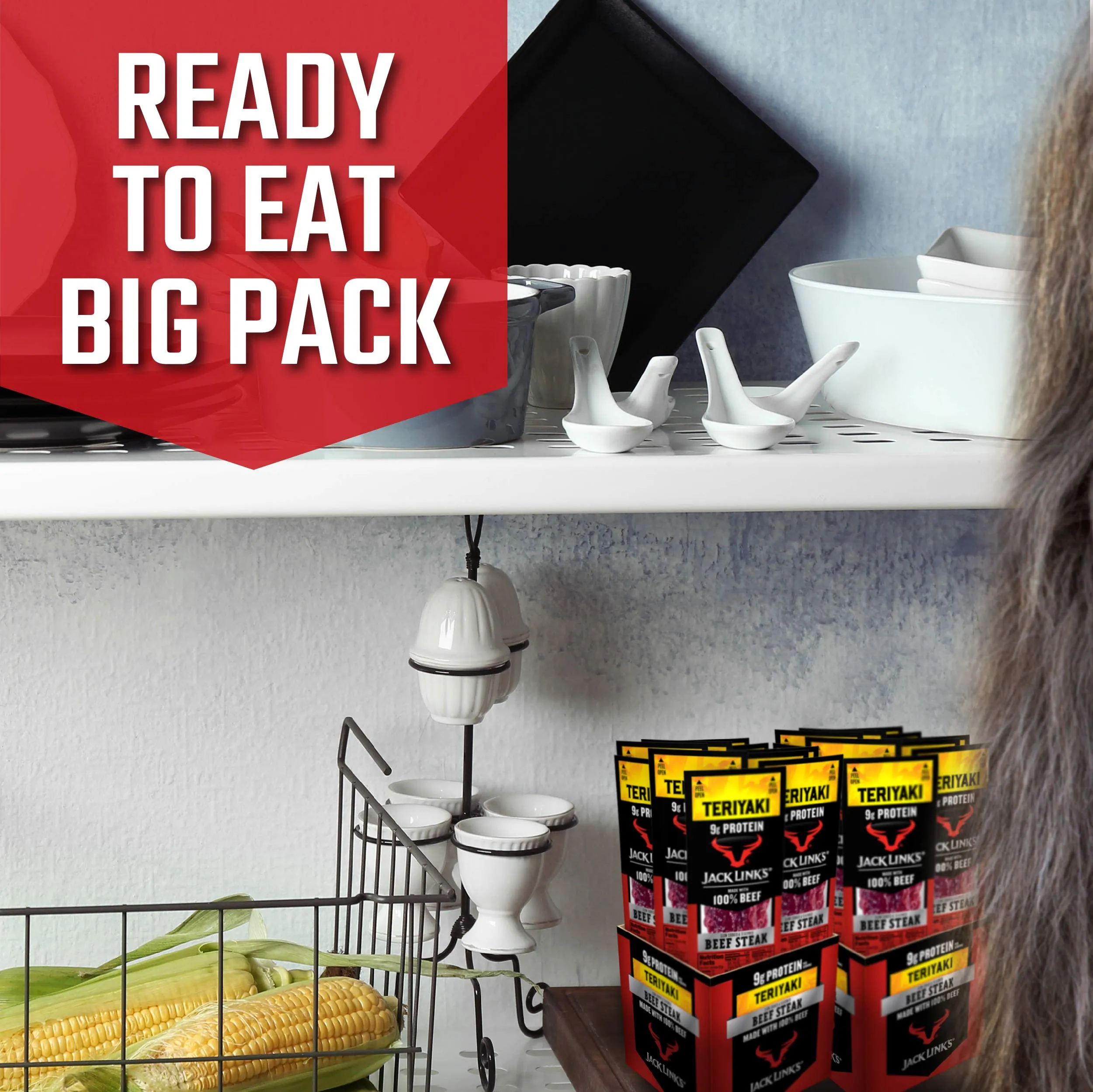 Jack Link's Beef Steak, Teriyaki  Protein Snacks, Meat Snack with 9g of Protein, Made with 100% Beef, Individually Wrapped Bulk Snack Pack, Keto Friendly  1 Oz. (12 Count)