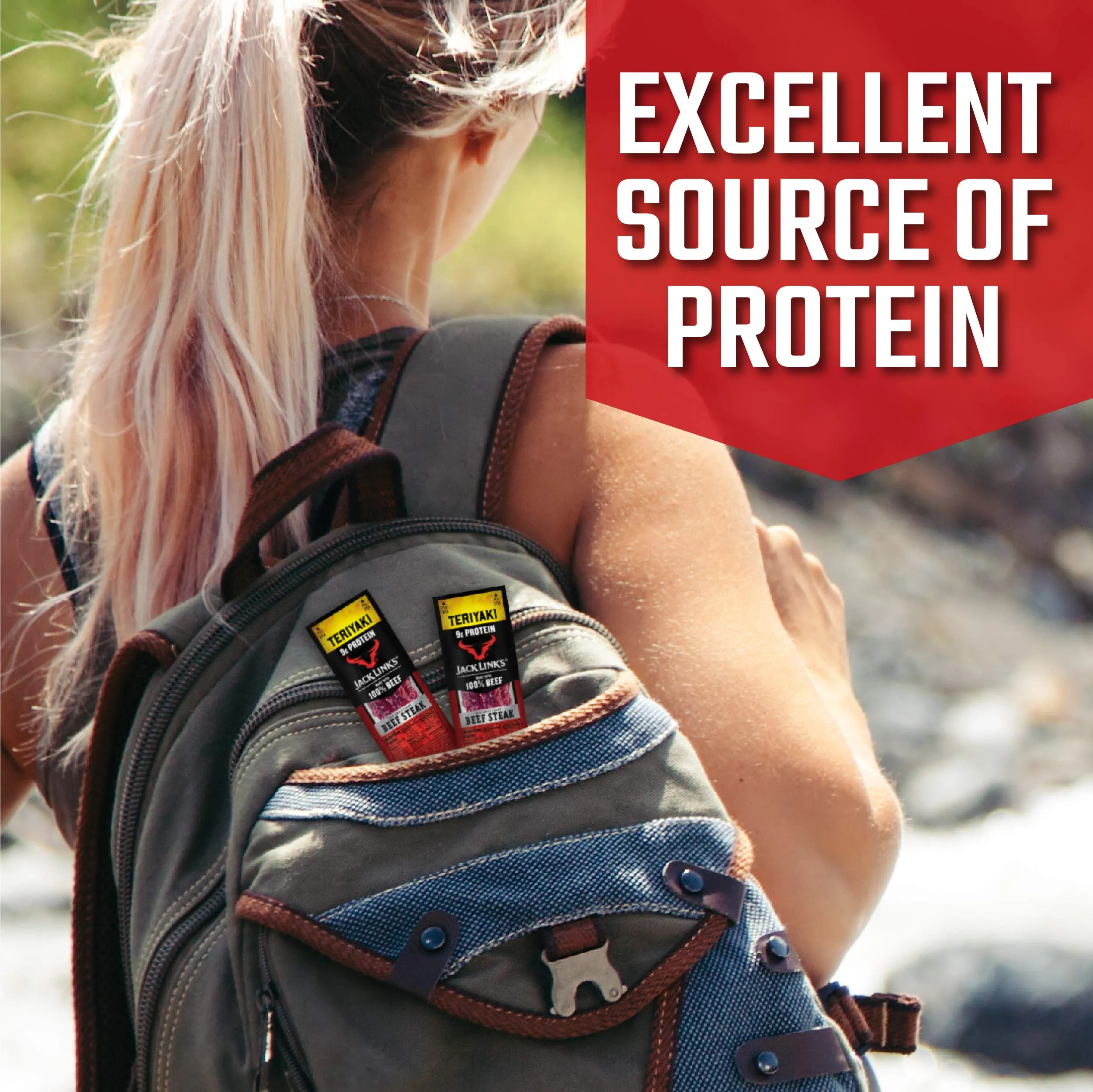 Jack Link's Beef Steak, Teriyaki  Protein Snacks, Meat Snack with 9g of Protein, Made with 100% Beef, Individually Wrapped Bulk Snack Pack, Keto Friendly  1 Oz. (12 Count)