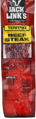 Jack Link's Beef Steak, Teriyaki  Protein Snacks, Meat Snack with 9g of Protein, Made with 100% Beef, Individually Wrapped Bulk Snack Pack, Keto Friendly  1 Oz. (12 Count)