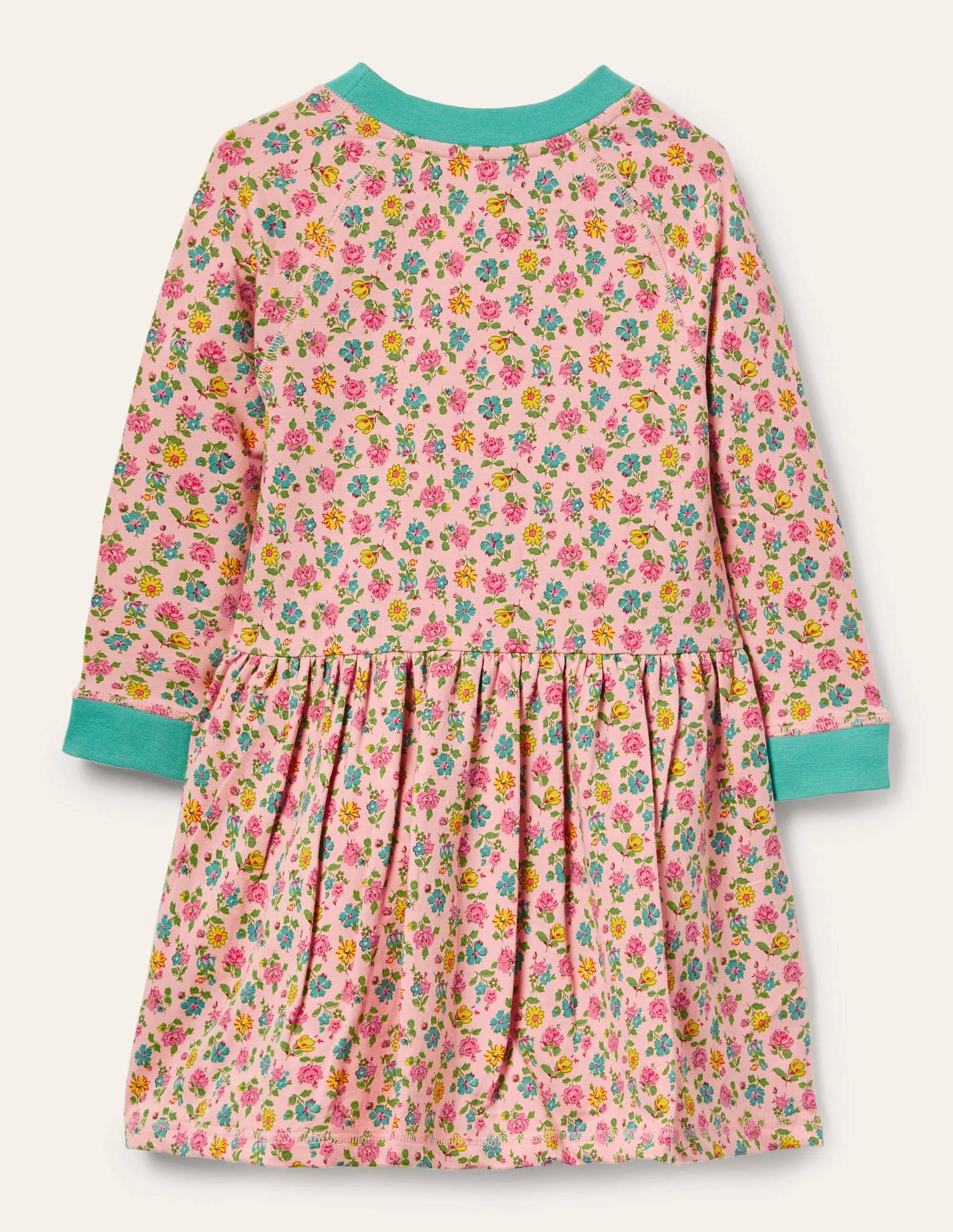 Jersey Sweatshirt Dress-Provence Pink Patchwork Floral