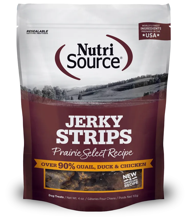 Nutrisource Prairie Select Grain Free 95% Quail, Duck, & Chicken Jerky Dog Treats 4oz