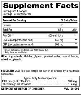 Omega-3 Once Daily Natural Lemon Flavor Fish Oil,  90 sgels (item 128)