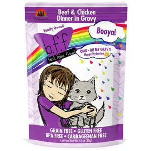 Weruva BFF OMG Beef & Chicken Booya! Dinner in Gravy Wet Cat Food Pouches 2.8 oz